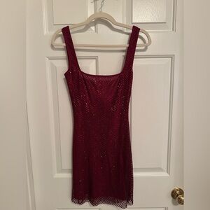 Elegant Burgundy Sequin Mini Dress